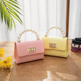 Crocodile Pattern Mini Bag with Pearl Handle