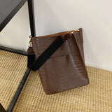 Women's Crocodile Pattern Leather One-Shoulder Big Bag