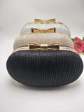Women's PU Leather Shoulder Bag Solid Banquet Clutch Dress Small Round Bag