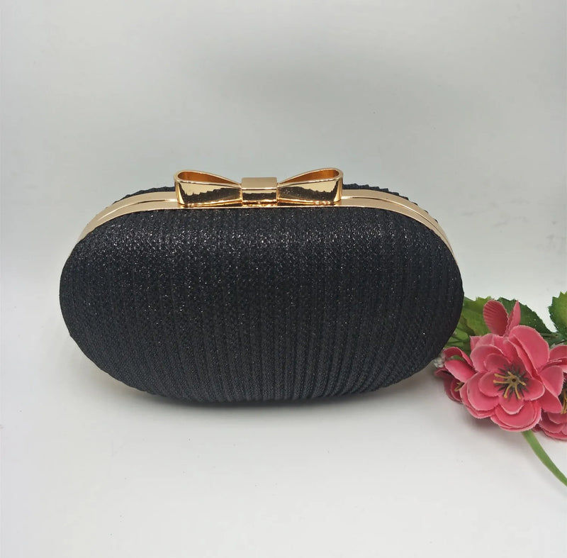 Women's PU Leather Shoulder Bag Solid Banquet Clutch Dress Small Round Bag