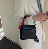 Small Crocodile Pattern Leather Shoulder Bag for Women