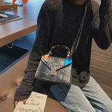 Women's Shoulder Bag PU Leather Small Square Bag Snake Pattern Handbag
