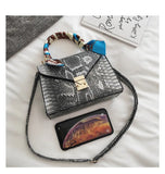 Women's Shoulder Bag PU Leather Small Square Bag Snake Pattern Handbag