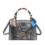 Women's Shoulder Bag PU Leather Small Square Bag Snake Pattern Handbag
