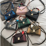 Women's Shoulder Bag PU Leather Small Square Bag Snake Pattern Handbag