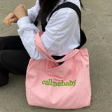 Canvas Shoulder Handbag Large Capacity Shopping Bag