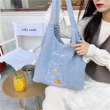 Women's Lamb Wool Bear Fabric Shoulder Bag Canvas Handbag