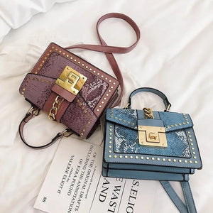 Women's Bag Shoulder Bag PU Leather Solid Snake Pattern Crossbody Square Bag