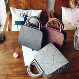 Women's Shoulder Bag PU Leather Thick Line Semicircular Iron Handle Handbag