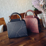 Women's Shoulder Bag PU Leather Thick Line Semicircular Iron Handle Handbag