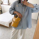 Women's Bag Style Ring And Versatile Pu Leather Shoulder Messenger Handbag