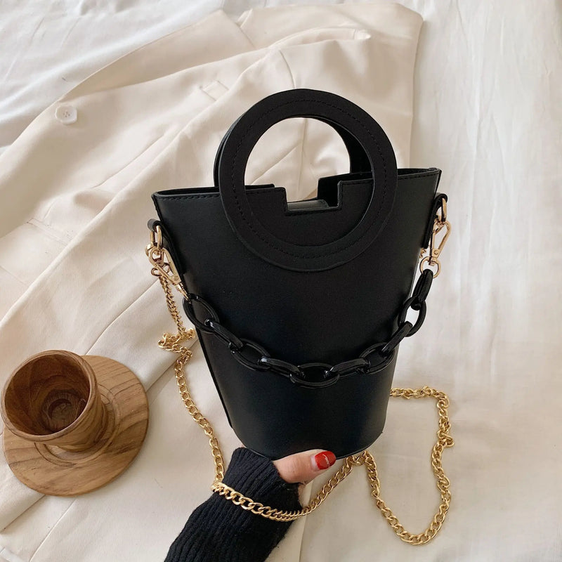 Women's Bag Style Ring And Versatile Pu Leather Shoulder Messenger Handbag