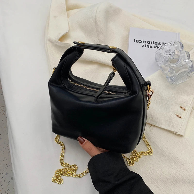 Women's Chain Crossbody Bag Soft Pu Leather Handbag
