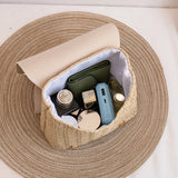 Women's Woven Double Buckle Small Backpack Casual Gift Bag
