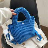 Women's Corduroy Plush Slung Bag Small Tote Handbag