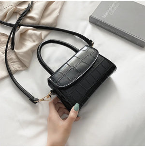 Women's PU Leather Shoulder Bag Stone Pattern Cover Handbag