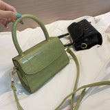 Women's PU Leather Shoulder Bag Stone Pattern Cover Handbag
