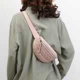Women's PU Leather Shoulder Bag with Diamond Grid Strap