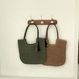 Bohemian Beach Bag Tassel Shoulder Bag Hand-woven Straw Tote Bag