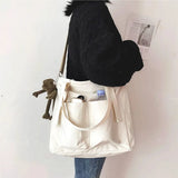Women's Canvas Tote Bag Zipper Shoulder Handbag