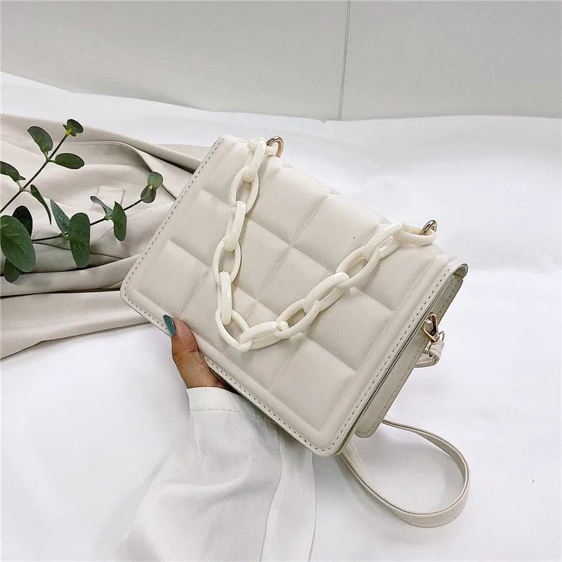 Checkered Small Square Bag Acrylic Chain Shoulder Bag