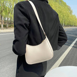 Women's Retro Solid PU Leather Shoulder Bag