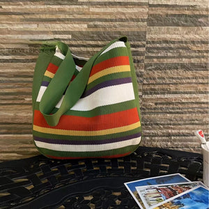 Creative Stripe Contrast Shoulder Bag