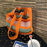 Creative Stripe Contrast Shoulder Bag
