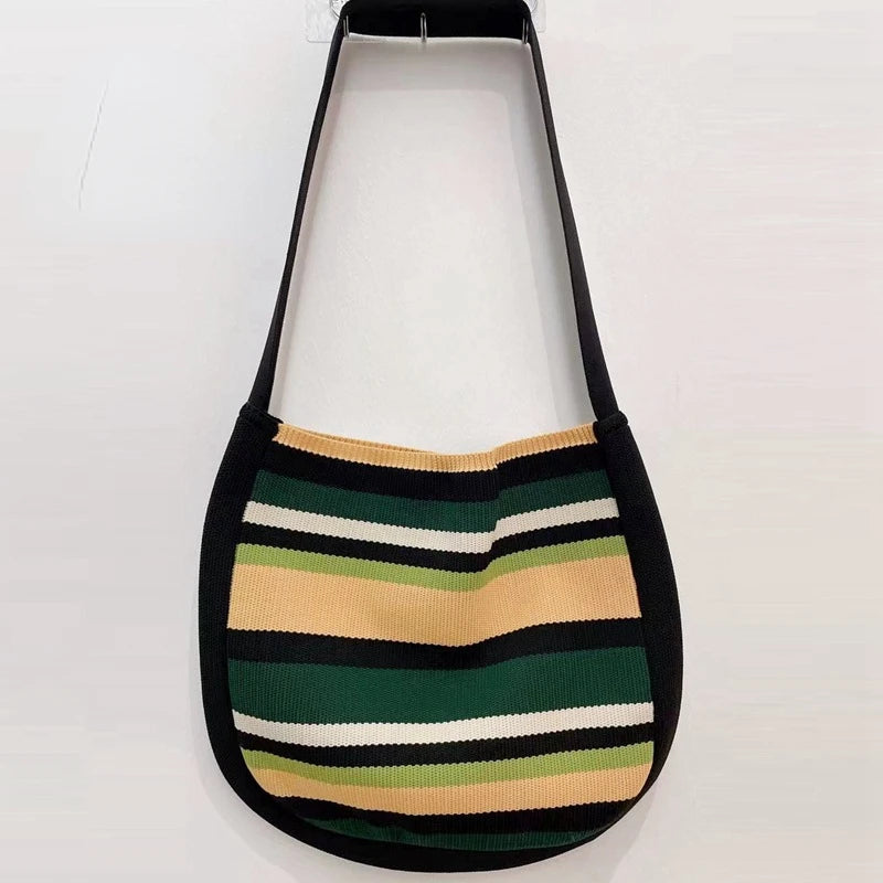 Creative Stripe Contrast Shoulder Bag