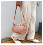 Women's Casual Chain Handbags Retro PU Leather Totes Shoulder Bag
