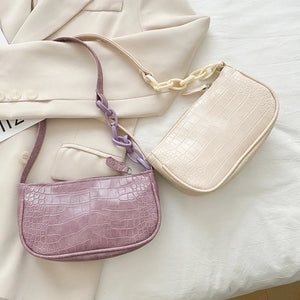 Women's Casual Chain Handbags Retro PU Leather Totes Shoulder Bag