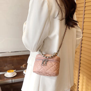 Women's Beaded Messenger Bag Pu Leather One-shoulder