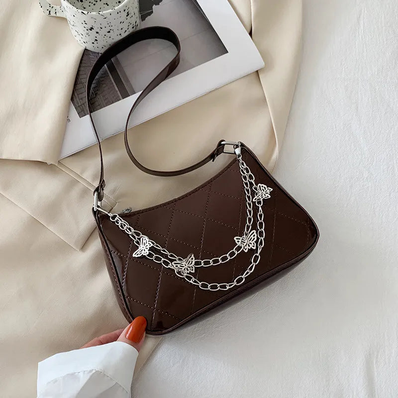 Vintage Butterfly Chain PU Leather Messenger Bag