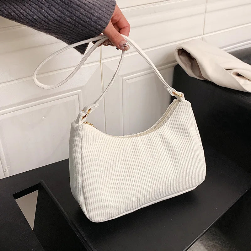 Corduroy Shoulder Underarm Bag Women Handbag
