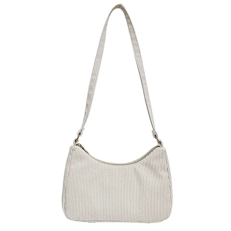 Retro Corduroy Shoulder Bag - Small Handbag for Women