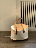 Summer Canvas Splicing Shoulder Tote Bags