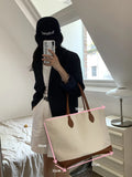 Summer Canvas Splicing Shoulder Tote Bags