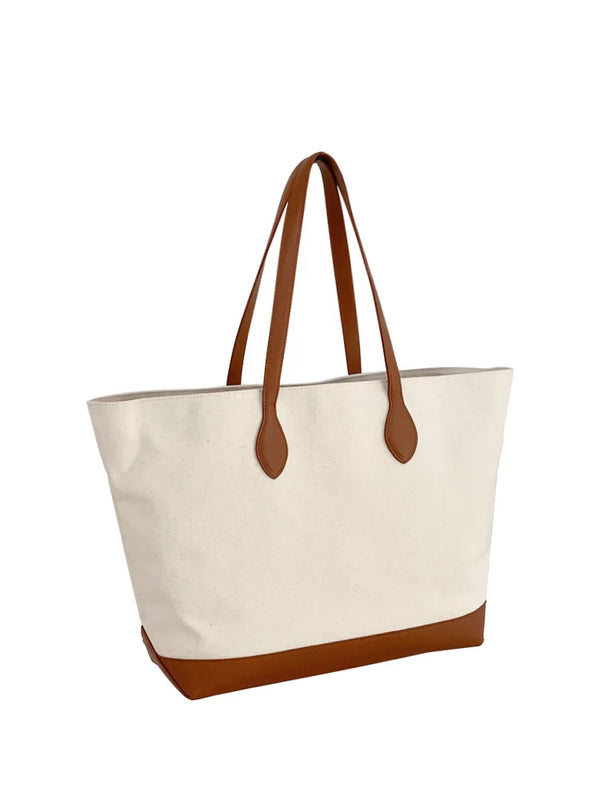 Summer Canvas Splicing Shoulder Tote Bags