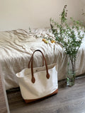 Summer Canvas Splicing Shoulder Tote Bags