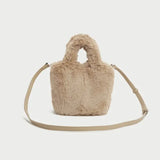 Winter Plush Bucket Bag Shoulder Messenger Bag Girls Purse Totes