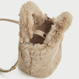 Winter Plush Bucket Bag Shoulder Messenger Bag Girls Purse Totes