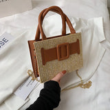 Summer Western Style Straw Crossbody Tote Bag