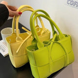 Women's Woven Shoulder Bag PU Leather Messenger Totes Handbags