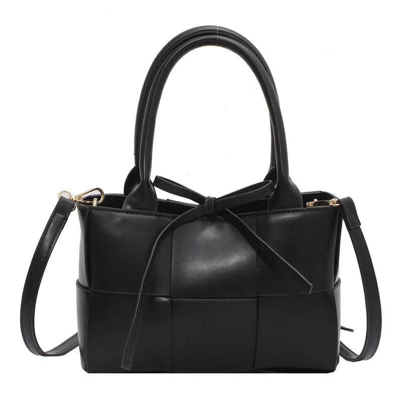 Women's Woven Shoulder Bag PU Leather Messenger Totes Handbags