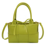 Women's Woven Shoulder Bag PU Leather Messenger Totes Handbags