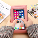 Women's Small Crossbody Leather Bag Touch Screen Cell Phone Purse