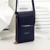 Women's Small Crossbody Leather Bag Touch Screen Cell Phone Purse