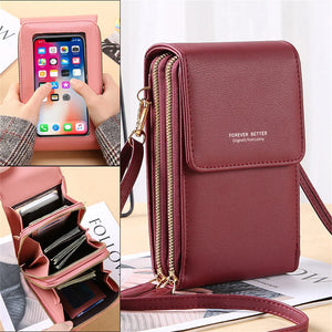 Small Touch Screen Shoulder Bag Soft Leather Wallets