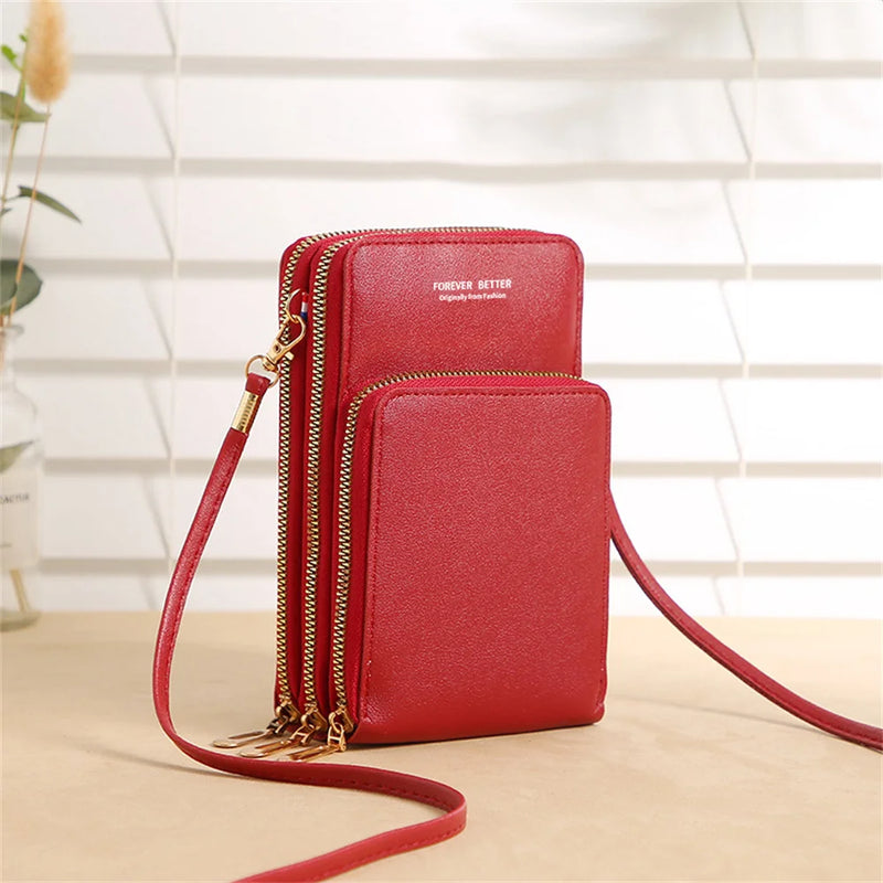 Women's Crossbody Bag Leather Phone Pocket Small Messenger Purse