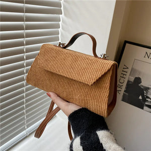 Corduroy Small Square Crossbody Bag for Women